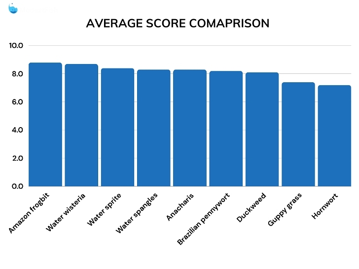 Total average score comparison for floating plants